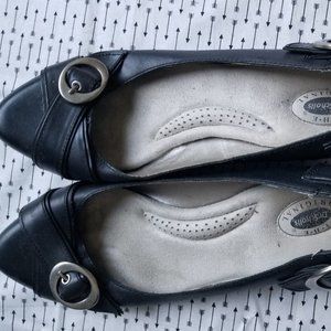 Dr Scholl's Memory Foam Black Buckle Flats